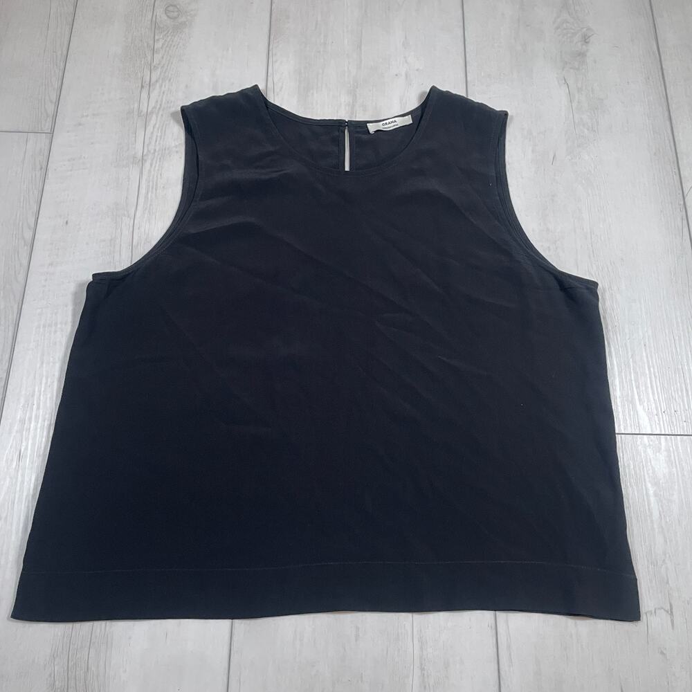 Grana Silk Classic Black Tank Top Size Large Tank Top Blouse Keyhole